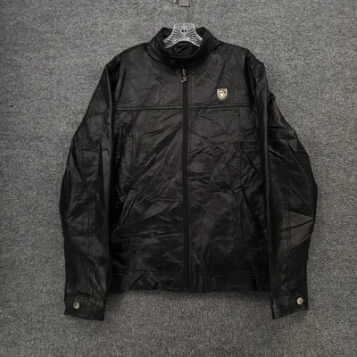 Chaqueta de Cuero Italiana Armani Collezioni Para Hombre L Grande Negra Cremallera Completa Motociclista Foto 1 de 4