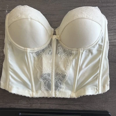 Vintage Dama Marlene Bustier Mujer 36 Satén Encaje Longline Sin Tirantes Novia Años 90 Foto 1 de 4