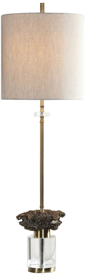 Lámpara de mesa buffet moderna 34" de alto latón cepillado avena tambor pantalla sala de estar Foto 1 de 1