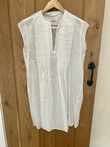 Toast White Sleeveless Cotton Pintuck Tunic Top UK 12 - Picture 1 of 7