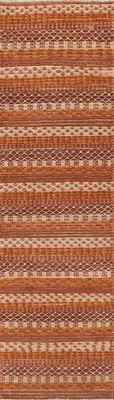 Striped Oriental Runner Rug 3x10 Hand-knotted Wool  - Image 1 of 4