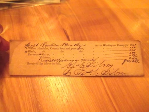 1841 Washington Co VA Tax Receipt Capt Reuben Bradley Signed Historical Doc - Picture 1 of 5