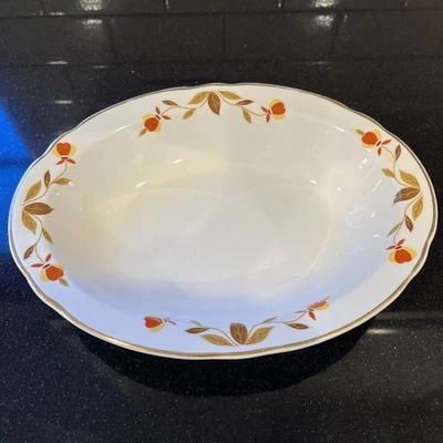 Vintage HALL "Autumn Leaf" Pattern 10-3/8" Oval Serving Bowl, w/Gold Trim 1939 - Image 1 of 4