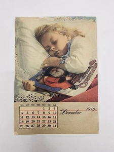 Calendario de Navidad Vintage Diciembre 1949 Niña Santa Corona Revista Página - Imagen 1 de 4