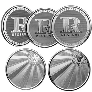 5 x 1 oz RESERVE .999 Silver Rounds by Scottsdale Mint (BU) #A646 - Picture 1 of 15