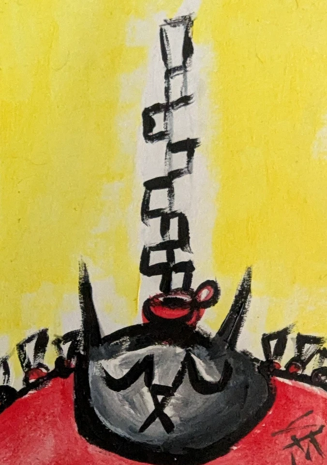 原版ACEO黑猫画圣诞收藏品民间艺术萨曼莎·麦克莱恩 — 第 1/1 张图片