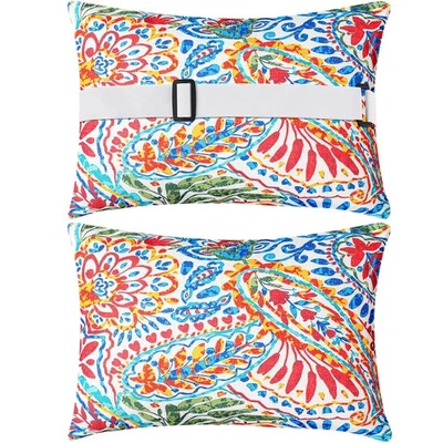 Paquete de 2 almohadas chaise salón con correa 16 x 11 pulgadas impermeables playa exterior... Foto 1 de 4