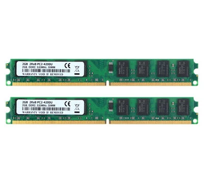 Kit 4GB 2X 2GB 2RX8 PC2-4200 240pin DDR2 ​533Mhz Desktop DIMM INTEL Memory CL6 & - Image 1 of 4