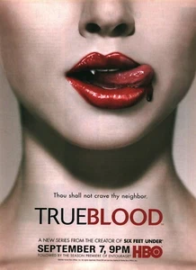 2008 PRINT AD - HBO SERIES AD - TRUE BLOOD ...VAMPIRE LIPS BLOOD DRIP... AD ONLY - Picture 1 of 1