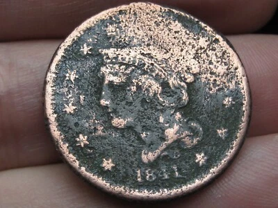 1841 Braided Hair Large Cent Penny, Small Date, VG/Fine Details - Image 1 of 3