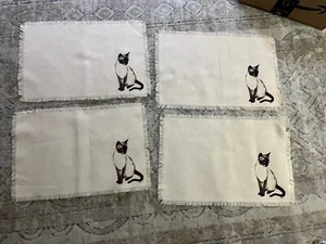 Vintage Cloth Siamese Cat Placemats - Set of 4! - Picture 1 of 7