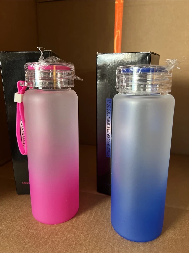 HOGG 17oz Sublimatable Ombré Glass Tumbler NEW Lot Of 2 Blue/Pink Foto 1 de 1