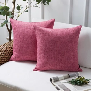 PHANTOSCOPE (2 PACK) TEXTURAL FAUX LINEN DECORATIVE PILLOW COVER, PINK 20" x 20" - Picture 1 of 4