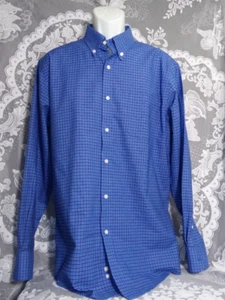 Members Mark Stretch Oxford Men's large Blue Plaid Long Sleeve Button Up Shirt - Picture 1 of 13