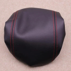 For 06-11 Honda Civic Red Stitch Center Console Lid Black Leather Armrest Cover - Picture 1 of 8