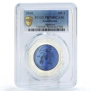 Kazakhstan 100 tenge Zodiac Signs Series Aquarius PR70 PCGS silver coin 2018 - Picture 1 of 2