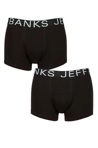 Herren Baumwoll Trunks, schwarz, ohne Etikett, 2er Pack, in Größen S, M, L, XL von Jeff Banks - Bild 1 von 7