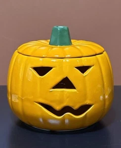 Vintage 1984 Marcia Cerámica Calabaza Con Tapa Jack O Linterna Halloween Decoración Caja - Imagen 1 de 9