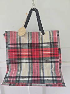 Aspen Red green black Plaid 6-Bottle Wine Tote Bag ~ Stylish Carrier & Gift Idea - Picture 1 of 4