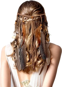 Feather Headband for Women - Hippie Indian Hair Accessories for Costume - Picture 1 of 11