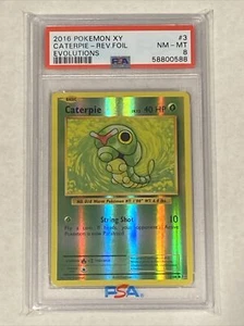 2016 Pokemon Evolutions Caterpie Reverse Foil Card Psa 8!!! - Picture 1 of 2