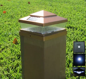 Set of 2 Garden Plastic Copper 6 X 6 Outdoor 5 LED 78Lumens Solar Post Cap Light - Picture 1 of 1