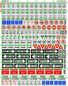 9000-W DAVE'S DECALS HO SCALE SIZES MODERN ROAD STREET SIGNS ASSORTED MIX - Picture 1 of 2