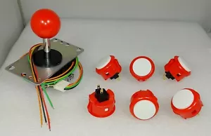 Botones de mezcla Sanwa Japón bermellón blanco x 6 y joystick VER 8 YT - piezas de arcade - Imagen 1 de 9