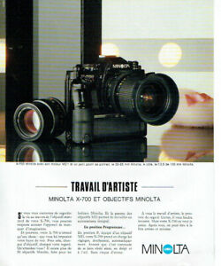 publicité Advertising 0621 1984  appareil photo Minolta X 700 & objectif  trava 