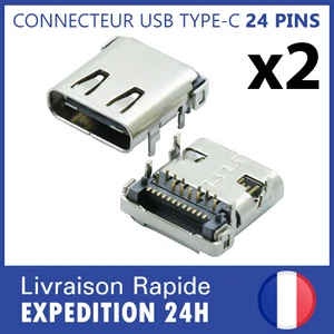 2x Conector USB Tipo-C USB 3.1 Hembra 24 PINES Codo para soldar PCB HAZLO TÚ ... - Imagen 1 de 6