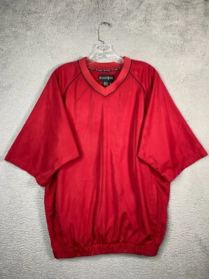 Footjoy Windbreaker Jacket Mens Medium Red V-Neck Short Sleeve W/ Pockets Golf - Image 1 of 4