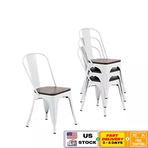 Metal Dining Chair Stackable Waterproof Indoor Outdoor Set of 4 Café Bistro New - Picture 1 of 7