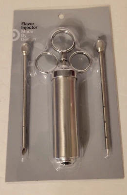 Inyector de sabor a carne de acero inoxidable 2 agujas condimento marinado inyector barbacoa Foto 1 de 4