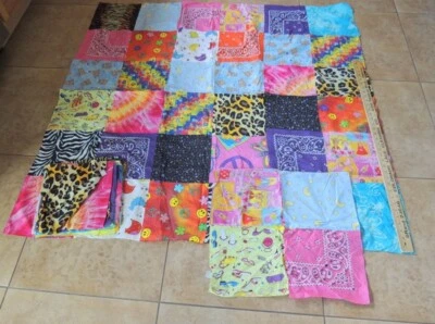 54" X 43" Vintage Pre Quilted ONE Sided Panel 56" X 55" +31- 10.5" X 10.5 Pieces - Image 1 of 4