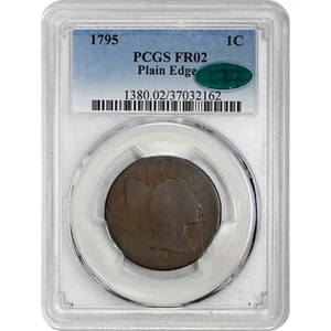 Lowball 1795 1C PLAIN EDGE FR02 PCGS CAC Flowing Hair Cent - Picture 1 of 4