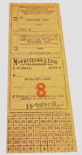 AUGUST 1927 MORRISTOWN & ERIE UNISSUED MONTHLY COMMUTATION TICKET 