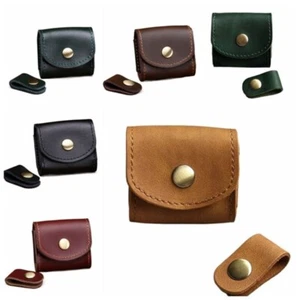 Crazy Horse Skin Data Cable Headphone Storage Box Solid Color Retro Bag - Picture 1 of 6