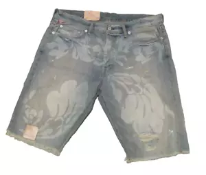 Pantaloncini jeans da uomo Ralph Lauren fornitura denim con effetto invecchiato bandiera USA 36 sottili nuovi con etichette - Foto 1 di 12