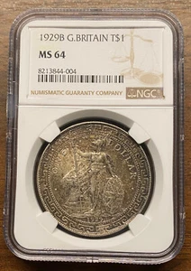 Best Price! 1929 B Great Britain UK Trade Dollar  MS64 NGC Toned Lustrous - Picture 1 of 2