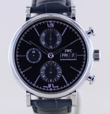 IWC Uhr Portofino Chronograph Automatic black Dial Dresswatch 42mm B+P unworn - Bild 1 von 4