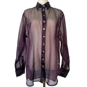 Y2K The Limited Sheer Organza Button Up Blouse Purple Fairycore Nightout Size M - Picture 1 of 9