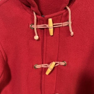 Vintage Gloverall  Women’s Coat Red Size Small Hooded Peacoat Wool - Picture 1 of 8