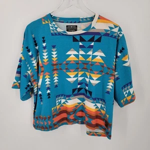Wrangler x Pendleton T-Shirt Damen Large türkis Southwestern Print kastig bauchfrei - Bild 1 von 11