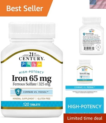 Suplemento de sulfato ferroso de hierro 65 mg - 120 comprimidos para el bienestar Foto 1 de 4