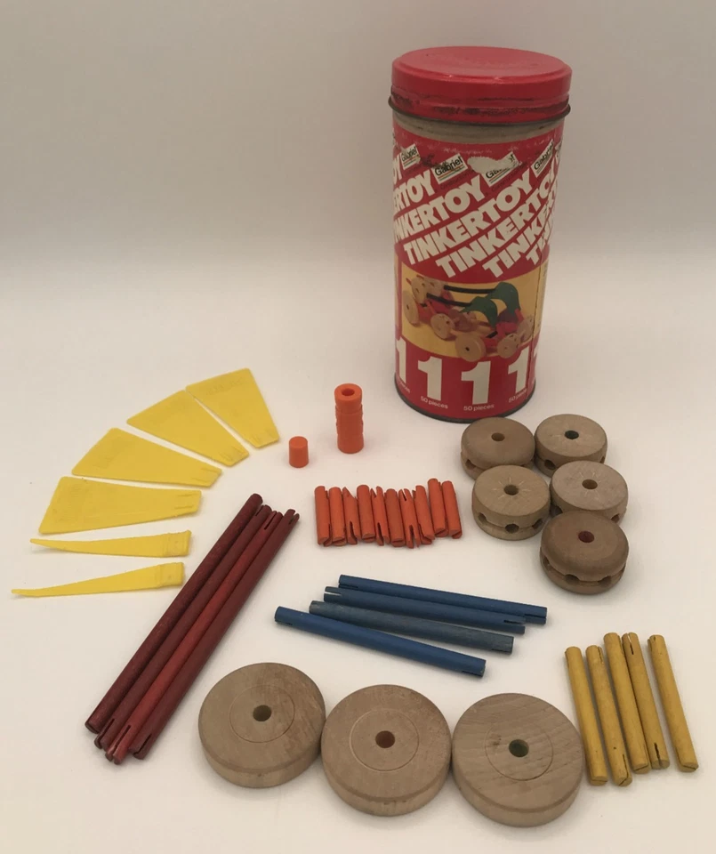 Vintage 1979 Gabriel Tinkertoy Set 1 #30010 Tinker Toys Missing Pieces - Image 1 of 4