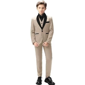 Boys Suits Slim Fit Formal Outfit Wedding Suit Kids Suits Set Coat Pants Vests - Picture 1 of 26