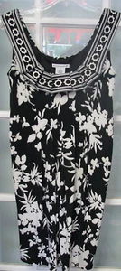 Size 6 stretch dress ladies womens sundress sleeveless black white floral - Picture 1 of 6