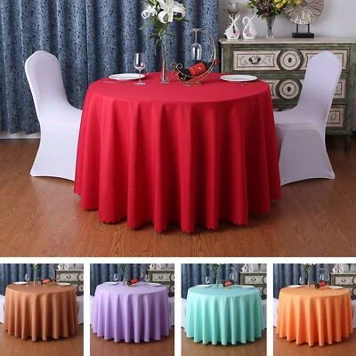 Solid Round Polyester Tablecloth Wedding Hotel Party Banquet Events Decoration - Image 1 of 4