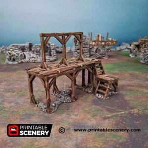 Gallows Square - Gallow Shadowfey Ruins 15 mm 20 mm 28 mm 32 mm 37 mm Wargaming Terra - Foto 1 di 6