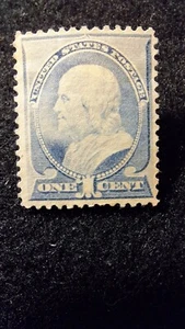 U.S. Stamps, Scott #212, Ultramarine, 1 cent, M/NG/VLH, Franklin, perf 12, 1887 - Picture 1 of 2